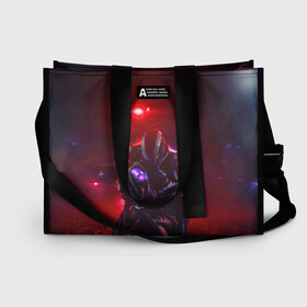 Сумка-шоппер 3D с принтом MASS EFFECT в городе Новоалтайск, 100% полиэстер | застегивается на металлическую кнопку; внутренний карман застегивается на молнию. Стенки укреплены специальным мягким материалом, чтобы защитить содержимое от несильных ударов
 | andromeda | effect | n7 | omega | андромеда | масс | массы | н7 | омега | эфект | эффект
