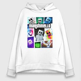Женское худи Oversize хлопок с принтом MARSHMELLO (GTA STYLE) в городе Новоалтайск, френч-терри — 70% хлопок, 30% полиэстер. Мягкий теплый начес внутри —100% хлопок | боковые карманы, эластичные манжеты и нижняя кромка, капюшон на магнитной кнопке | dj | fortnite | marshmello | диджей | маршмелло | мершмеллоу | скин | фортнайт