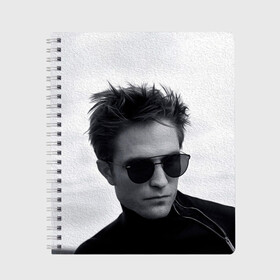 Тетрадь с принтом ROBERT PATTINSON в городе Новоалтайск, 100% бумага | 48 листов, плотность листов — 60 г/м2, плотность картонной обложки — 250 г/м2. Листы скреплены сбоку удобной пружинной спиралью. Уголки страниц и обложки скругленные. Цвет линий — светло-серый
 | batman | devil all the time | robert pattinson | the batman | twilight | бетмен | бэтмен | дьявол всегда здесь | роберт паттинсон | сумерки