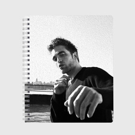 Тетрадь с принтом ROBERT PATTINSON в городе Новоалтайск, 100% бумага | 48 листов, плотность листов — 60 г/м2, плотность картонной обложки — 250 г/м2. Листы скреплены сбоку удобной пружинной спиралью. Уголки страниц и обложки скругленные. Цвет линий — светло-серый
 | batman | devil all the time | robert pattinson | the batman | twilight | бетмен | бэтмен | дьявол всегда здесь | роберт паттинсон | сумерки