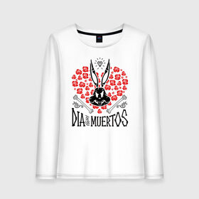 Женский лонгслив хлопок с принтом Dia De Los Muertos в городе Новоалтайск, 100% хлопок |  | bugs bunny | looney tunes | vdzabma | багз банни | луни тюнз