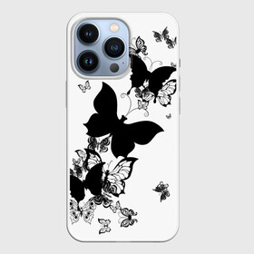 Чехол для iPhone 13 Pro с принтом Черные бабочки на белом в городе Новоалтайск,  |  | Тематика изображения на принте: angel | black and white | butterfly | fairy | fashion girl | wings | ангел | бабочка | девушке | животные | крылья | летающие | магия | махаон | мотылек | мотыльки | насекомые | нежные | подарок | природа | сказочные | татуировки