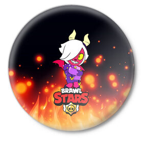 Значок с принтом Brawl Stars/Колетта Демон в городе Новоалтайск,  металл | круглая форма, металлическая застежка в виде булавки | Тематика изображения на принте: bibi | crow | koletta | leon | nita | sandy | wings | бравл старс | герои | девочкам | демон | детям | дьявол | звезда | звездные | колетт | крылья | леон | логотипы игр | огненный | огонь | пламя | рога | сенди | улыбка