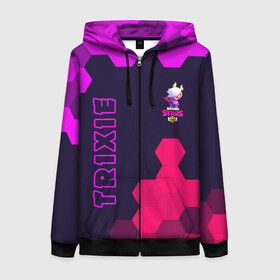 Женская толстовка 3D на молнии с принтом BRAWL STARS TRIXIE COLETTE в городе Новоалтайск, 100% полиэстер | длина до линии бедра, манжеты и пояс оформлены мягкой тканевой резинкой, двухслойный капюшон со шнурком для регулировки, спереди молния, по бокам два кармана | brawl | colete | colette | collete | logo | stars | trixi | trixie | бравл | бравла | браво | игра | игры | колетт | колетта | коллет | коллета | лого | логотип | символ | старс | старса | трикси