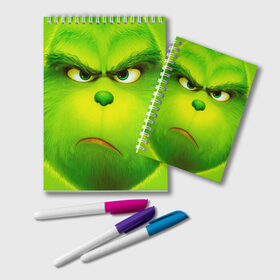 Блокнот с принтом Гринч 3D/ The Grinch в городе Новоалтайск, 100% бумага | 48 листов, плотность листов — 60 г/м2, плотность картонной обложки — 250 г/м2. Листы скреплены удобной пружинной спиралью. Цвет линий — светло-серый
 | the grinch | гринч | для детей | мультфильм | рождество