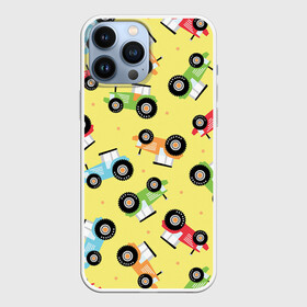 Чехол для iPhone 13 Pro Max с принтом Тракторы в городе Новоалтайск,  |  | Тематика изображения на принте: арт | жёлтый | зеленый | красный | оранжевый | рисунок | синий | трактор | тракторы | цвет | цветные | чёрный | яркий цвет