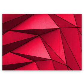 Поздравительная открытка с принтом Fragments в городе Новоалтайск, 100% бумага | плотность бумаги 280 г/м2, матовая, на обратной стороне линовка и место для марки
 | fragments | red | red triangle | shapes | triangles | красный | красный треугольник | треугольники | фигуры | фрагменты