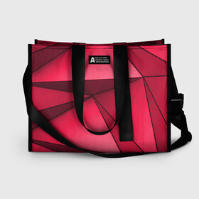 Сумка-шоппер 3D с принтом Fragments в городе Новоалтайск, 100% полиэстер | застегивается на металлическую кнопку; внутренний карман застегивается на молнию. Стенки укреплены специальным мягким материалом, чтобы защитить содержимое от несильных ударов
 | fragments | red | red triangle | shapes | triangles | красный | красный треугольник | треугольники | фигуры | фрагменты
