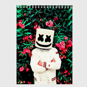 Скетчбук с принтом MARSHMELLO ROSES в городе Новоалтайск, 100% бумага
 | 48 листов, плотность листов — 100 г/м2, плотность картонной обложки — 250 г/м2. Листы скреплены сверху удобной пружинной спиралью | fortnite | marshmallo | marshmallow | marshmello | marshmellow | маршмелло | маршмеллоу | розы | фортнайт