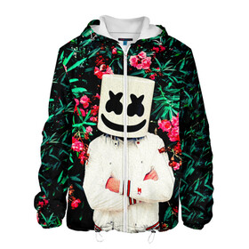 Мужская куртка 3D с принтом MARSHMELLO ROSES в городе Новоалтайск, ткань верха — 100% полиэстер, подклад — флис | прямой крой, подол и капюшон оформлены резинкой с фиксаторами, два кармана без застежек по бокам, один большой потайной карман на груди. Карман на груди застегивается на липучку | fortnite | marshmallo | marshmallow | marshmello | marshmellow | маршмелло | маршмеллоу | розы | фортнайт