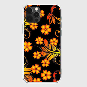 Чехол для iPhone 12 Pro Max с принтом Хохлома в городе Новоалтайск, Силикон |  | арт | вектор | желтый | золотой | красный | народный рисунок | рисунок | хохлома | цветок | цветы | чёрный