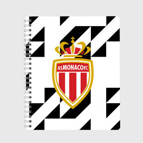 Тетрадь с принтом MONACO. в городе Новоалтайск, 100% бумага | 48 листов, плотность листов — 60 г/м2, плотность картонной обложки — 250 г/м2. Листы скреплены сбоку удобной пружинной спиралью. Уголки страниц и обложки скругленные. Цвет линий — светло-серый
 | Тематика изображения на принте: fc | football | football club | france | monaco | sport | нико ковач | спорт | уефа | униформа | фк | фк монако | франция | французская лига 1 | французский футбольный клуб | футбол | фут