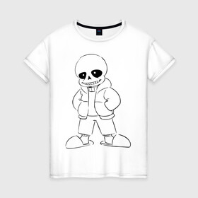 Женская футболка хлопок с принтом UNDERTALE РАСКРАСКА в городе Новоалтайск, 100% хлопок | прямой крой, круглый вырез горловины, длина до линии бедер, слегка спущенное плечо | sans | undertale | андертале | андертейл | игра | подземная история | подземная сказка | раскраска | санс | ундертале