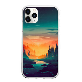 Чехол для iPhone 11 Pro Max матовый с принтом Закат в лесу в городе Новоалтайск, Силикон |  | Тематика изображения на принте: 