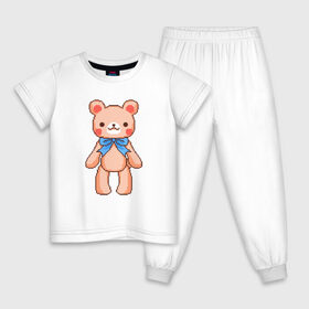 Детская пижама хлопок с принтом Pixel Bear в городе Новоалтайск, 100% хлопок |  брюки и футболка прямого кроя, без карманов, на брюках мягкая резинка на поясе и по низу штанин
 | bear | pixel | pixel bear | медведь | милый медведь | милый мишка | мишка | пиксельный медведь | пиксельный плюшевый мишка | плюшевый медведь | плюшевый мишка