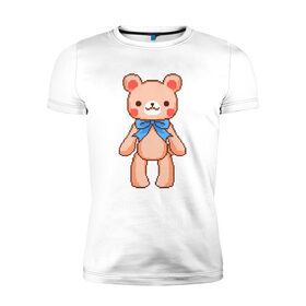 Мужская футболка хлопок Slim с принтом Pixel Bear в городе Новоалтайск, 92% хлопок, 8% лайкра | приталенный силуэт, круглый вырез ворота, длина до линии бедра, короткий рукав | bear | pixel | pixel bear | медведь | милый медведь | милый мишка | мишка | пиксельный медведь | пиксельный плюшевый мишка | плюшевый медведь | плюшевый мишка