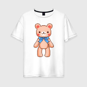Женская футболка хлопок Oversize с принтом Pixel Bear в городе Новоалтайск, 100% хлопок | свободный крой, круглый ворот, спущенный рукав, длина до линии бедер
 | bear | pixel | pixel bear | медведь | милый медведь | милый мишка | мишка | пиксельный медведь | пиксельный плюшевый мишка | плюшевый медведь | плюшевый мишка