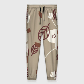 Женские брюки 3D Цветочный принт: в городе Новоалтайск, полиэстер 100% | прямой крой, два кармана без застежек по бокам, с мягкой трикотажной резинкой на поясе и по низу штанин. В поясе для дополнительного комфорта — широкие завязки | бежевый | белый | коричневый | лист | природа | тепло | уют | цветы