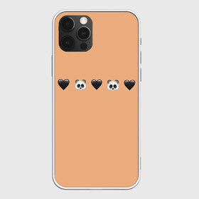 Чехол для iPhone 12 Pro Max с принтом смайлы пандочки и сердечки в городе Новоалтайск, Силикон |  | панда | пандочка | пандочки | панды | панды и черные сердечки | сердечки | сердца | смайлики | смайлы | черное сердце