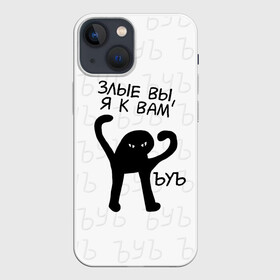 Чехол для iPhone 13 mini с принтом ЪУЪ ЗЛЫЕ ВЫ, Я К ВАМ в городе Новоалтайск,  |  | cat | mem | memes | злой | интернет | кот | мем | мем кот | приколы | съука | ъуъ | ъуъ съука