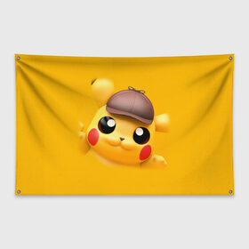 Флаг-баннер с принтом Pikachu Pika Pika в городе Новоалтайск, 100% полиэстер | размер 67 х 109 см, плотность ткани — 95 г/м2; по краям флага есть четыре люверса для крепления | pika | pikachu | аниме | детская | детям | игры | молния | мышка | мышь | пика | пикачу | покемон | покемоны