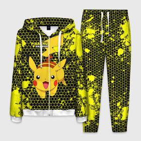 Мужской костюм 3D с принтом Pikachu Pika Pika в городе Новоалтайск, 100% полиэстер | Манжеты и пояс оформлены тканевой резинкой, двухслойный капюшон со шнурком для регулировки, карманы спереди | pika | pikachu | аниме | детская | детям | игры | молния | мышка | мышь | пика | пикачу | покемон | покемоны | соты
