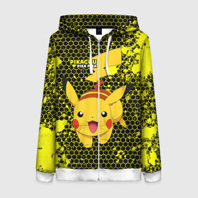 Женская толстовка 3D на молнии с принтом Pikachu Pika Pika в городе Новоалтайск, 100% полиэстер | длина до линии бедра, манжеты и пояс оформлены мягкой тканевой резинкой, двухслойный капюшон со шнурком для регулировки, спереди молния, по бокам два кармана | pika | pikachu | аниме | детская | детям | игры | молния | мышка | мышь | пика | пикачу | покемон | покемоны | соты