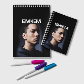 Блокнот с принтом EMINEM в городе Новоалтайск, 100% бумага | 48 листов, плотность листов — 60 г/м2, плотность картонной обложки — 250 г/м2. Листы скреплены удобной пружинной спиралью. Цвет линий — светло-серый
 | Тематика изображения на принте: eminem | rap | актёр | американский рэпер | композитор | маршалл | продюсер | рэп | рэпер | эминем