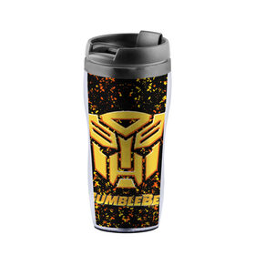 Термокружка-непроливайка с принтом Bumblebee. в городе Новоалтайск, внутренняя часть — пищевой пластик, наружная часть — прозрачный пластик, между ними — полиграфическая вставка с рисунком | объем — 350 мл, герметичная крышка | автобот разведчик | автоботы | бамблби | боевик | кино | кино трансформеры | персонаж вселенной трансформеров | приключения | трансформеры | фантастика | фильмы