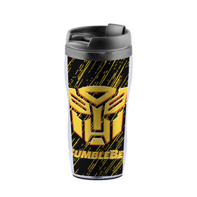 Термокружка-непроливайка с принтом Bumblebee. в городе Новоалтайск, внутренняя часть — пищевой пластик, наружная часть — прозрачный пластик, между ними — полиграфическая вставка с рисунком | объем — 350 мл, герметичная крышка | автобот разведчик | автоботы | бамблби | боевик | кино | кино трансформеры | персонаж вселенной трансформеров | приключения | трансформеры | фантастика | фильмы