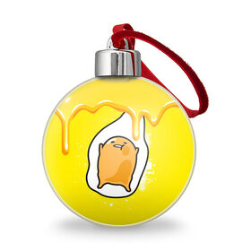 Ёлочный шар с принтом Gudetama в городе Новоалтайск, Пластик | Диаметр: 77 мм | gudetama | анимешное яйцо | гудетама | желток | стекающее яйцо | яичница