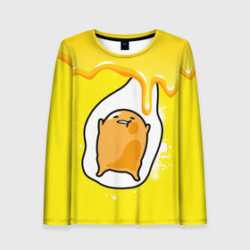 Женский лонгслив 3D с принтом Gudetama в городе Новоалтайск, 100% полиэстер | длинные рукава, круглый вырез горловины, полуприлегающий силуэт | gudetama | анимешное яйцо | гудетама | желток | стекающее яйцо | яичница