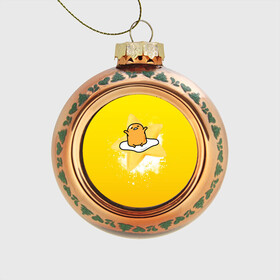 Стеклянный ёлочный шар с принтом Gudetama в городе Новоалтайск, Стекло | Диаметр: 80 мм | gudetama | анимешное яйцо | гудетама | желток | стекающее яйцо | яичница