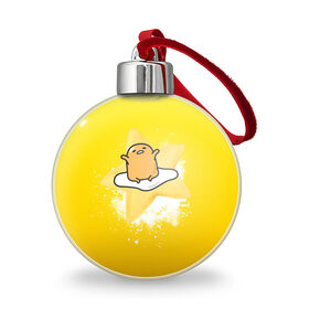 Ёлочный шар с принтом Gudetama в городе Новоалтайск, Пластик | Диаметр: 77 мм | gudetama | анимешное яйцо | гудетама | желток | стекающее яйцо | яичница