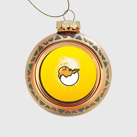 Стеклянный ёлочный шар с принтом Gudetama в городе Новоалтайск, Стекло | Диаметр: 80 мм | gudetama | анимешное яйцо | гудетама | желток | стекающее яйцо | яичница