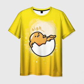 Мужская футболка 3D с принтом Gudetama в городе Новоалтайск, 100% полиэфир | прямой крой, круглый вырез горловины, длина до линии бедер | gudetama | анимешное яйцо | гудетама | желток | стекающее яйцо | яичница