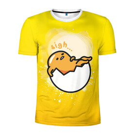 Мужская футболка 3D спортивная с принтом Gudetama в городе Новоалтайск, 100% полиэстер с улучшенными характеристиками | приталенный силуэт, круглая горловина, широкие плечи, сужается к линии бедра | gudetama | анимешное яйцо | гудетама | желток | стекающее яйцо | яичница