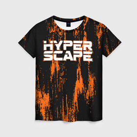 Женская футболка 3D с принтом Hyper Scape. в городе Новоалтайск, 100% полиэфир ( синтетическое хлопкоподобное полотно) | прямой крой, круглый вырез горловины, длина до линии бедер | esport | games | hyper scape | twitch | игроки | игролюбители | игроманы | игры | киберспорт | королевская битва | корона | твич | хупер скайп | хупер скайпе