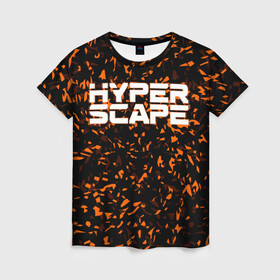 Женская футболка 3D с принтом Hyper Scape. в городе Новоалтайск, 100% полиэфир ( синтетическое хлопкоподобное полотно) | прямой крой, круглый вырез горловины, длина до линии бедер | esport | games | hyper scape | twitch | игроки | игролюбители | игроманы | игры | киберспорт | королевская битва | корона | твич | хупер скайп | хупер скайпе