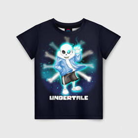 Детская футболка 3D с принтом UNDERTALE в городе Новоалтайск, 100% гипоаллергенный полиэфир | прямой крой, круглый вырез горловины, длина до линии бедер, чуть спущенное плечо, ткань немного тянется | sans | undertale | андертале | андертейл | игра | подземная история | подземная сказка | санс | ундертале