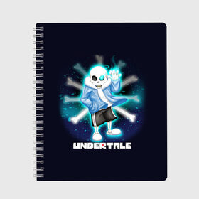 Тетрадь с принтом UNDERTALE в городе Новоалтайск, 100% бумага | 48 листов, плотность листов — 60 г/м2, плотность картонной обложки — 250 г/м2. Листы скреплены сбоку удобной пружинной спиралью. Уголки страниц и обложки скругленные. Цвет линий — светло-серый
 | sans | undertale | андертале | андертейл | игра | подземная история | подземная сказка | санс | ундертале
