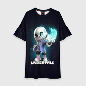 Детское платье 3D с принтом UNDERTALE в городе Новоалтайск, 100% полиэстер | прямой силуэт, чуть расширенный к низу. Круглая горловина, на рукавах — воланы | sans | undertale | андертале | андертейл | игра | подземная история | подземная сказка | санс | ундертале