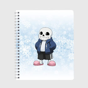 Тетрадь с принтом UNDERTALE в городе Новоалтайск, 100% бумага | 48 листов, плотность листов — 60 г/м2, плотность картонной обложки — 250 г/м2. Листы скреплены сбоку удобной пружинной спиралью. Уголки страниц и обложки скругленные. Цвет линий — светло-серый
 | sans | undertale | андертале | андертейл | игра | подземная история | подземная сказка | санс | ундертале