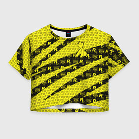Женская футболка Crop-top 3D с принтом GTA Online: Yellow Dog в городе Новоалтайск, 100% полиэстер | круглая горловина, длина футболки до линии талии, рукава с отворотами | auto | game | grand | gta | gta5 | los santos | rockstar | theft | гта | гта5 | игра | лос сантос | майкл | онлайн | рокстар | тревор | франклин