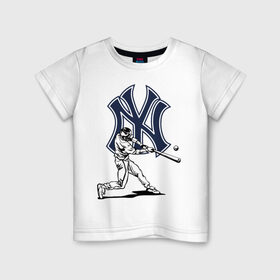 Детская футболка хлопок с принтом New York Yankees в городе Новоалтайск, 100% хлопок | круглый вырез горловины, полуприлегающий силуэт, длина до линии бедер | ball | baseball | gamer | hit | new york | sport | usa | yankees | баттер | бейсбол | игрок | мяч | нью йорк | спорт | сша | удар