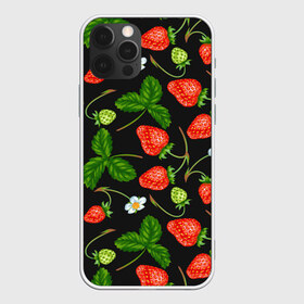 Чехол для iPhone 12 Pro Max с принтом Клубника в городе Новоалтайск, Силикон |  | арт | белые цветы | белый | белый цветок | зеленый | клубника | красный | листва | листья | растение | рисунок | цветок | цветы