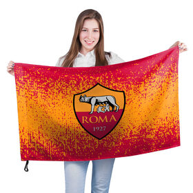 Флаг 3D с принтом ROMA. в городе Новоалтайск, 100% полиэстер | плотность ткани — 95 г/м2, размер — 67 х 109 см. Принт наносится с одной стороны | fc | football | football club | roma | sport | альба аудаче | итальянский футбольный клуб | рим | рома | спорт | уефа | униформа | фирменные цвета | фк | фк роман | фортитудо про рома | футбол | футбольный клуб