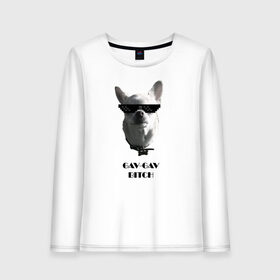 Женский лонгслив хлопок с принтом cool dog в городе Новоалтайск, 100% хлопок |  | chihuahua | cool | dog | fun | funny dog | puppy | small dog | маленький пес | прикол | смешной принт | чихуахуа