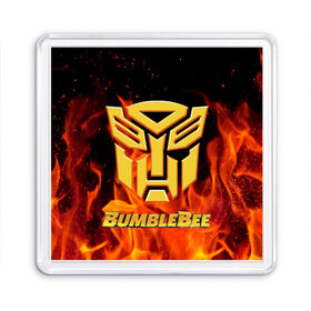 Магнит 55*55 с принтом Bumblebee. в городе Новоалтайск, Пластик | Размер: 65*65 мм; Размер печати: 55*55 мм | Тематика изображения на принте: bumblebee | автобот разведчик | автоботы | бамблби | боевик | кино | кино трансформеры | персонаж вселенной трансформеров | приключения | трансформеры | фантастика | фильмы