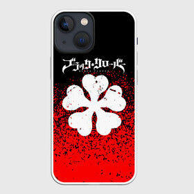 Чехол для iPhone 13 mini с принтом Пятилистник белого цвета на красно черном фоне в городе Новоалтайск,  |  | anime | black clover | аниме | боевик | буракку куро:ба | кино | комедия | магия | мультфильм | фэнтези | черный клевер | японская сёнэн манга